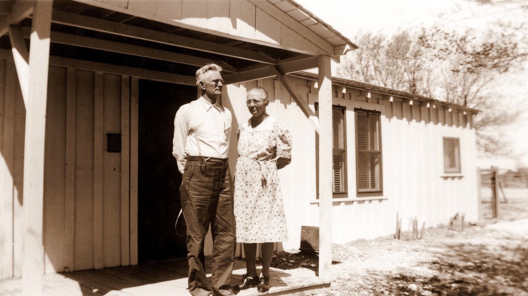 In front of Roland's ranch house, 1945 In front of Roland's ranch house, 1945